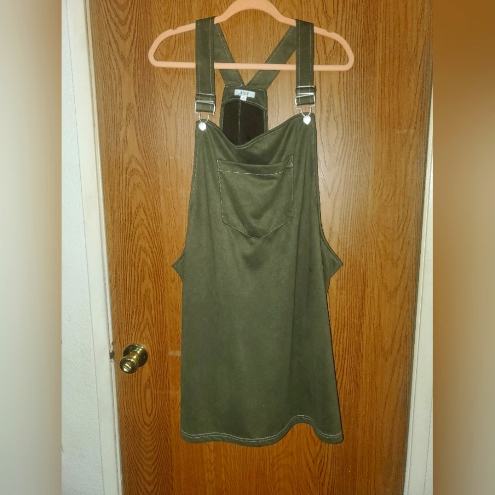 Army Green Overall Mini Dress